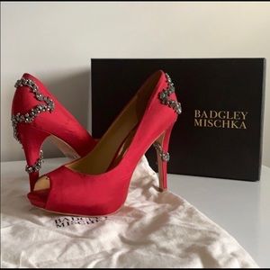 Badgley Mischka red statin pumps